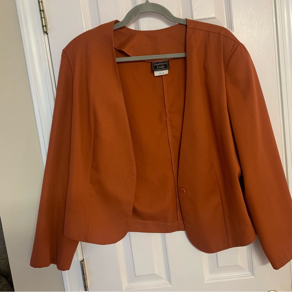 Size 16 Burnt orange light fabric one button closure work business casual